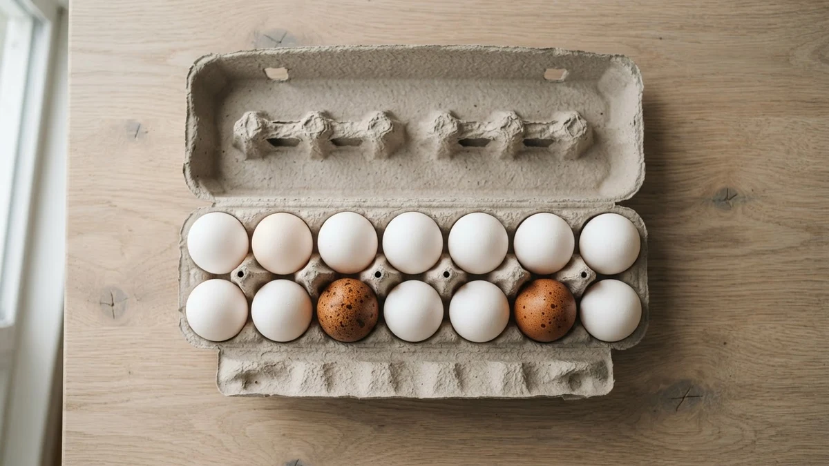 White eggs with two speckled ones, illustrating accented letters passing through unstyled White eggs with two speckled ones, illustrating accented letters passing through unstyled