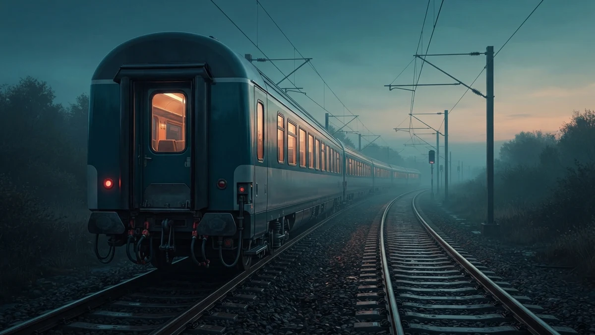 A train receding from its last carriage, illustrating reversed reading order A train receding from its last carriage, illustrating reversed reading order