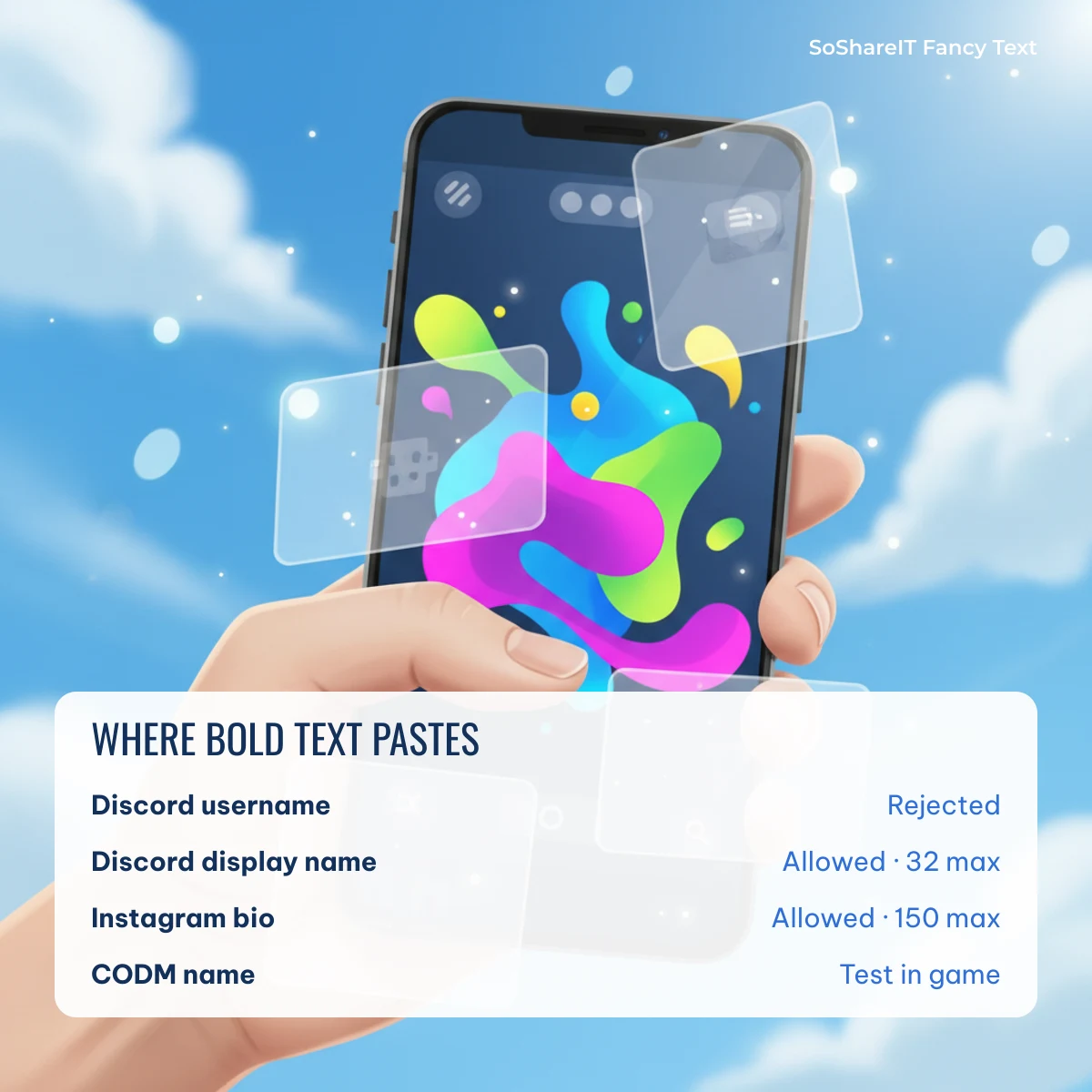 Bold text on Discord Instagram and CODM