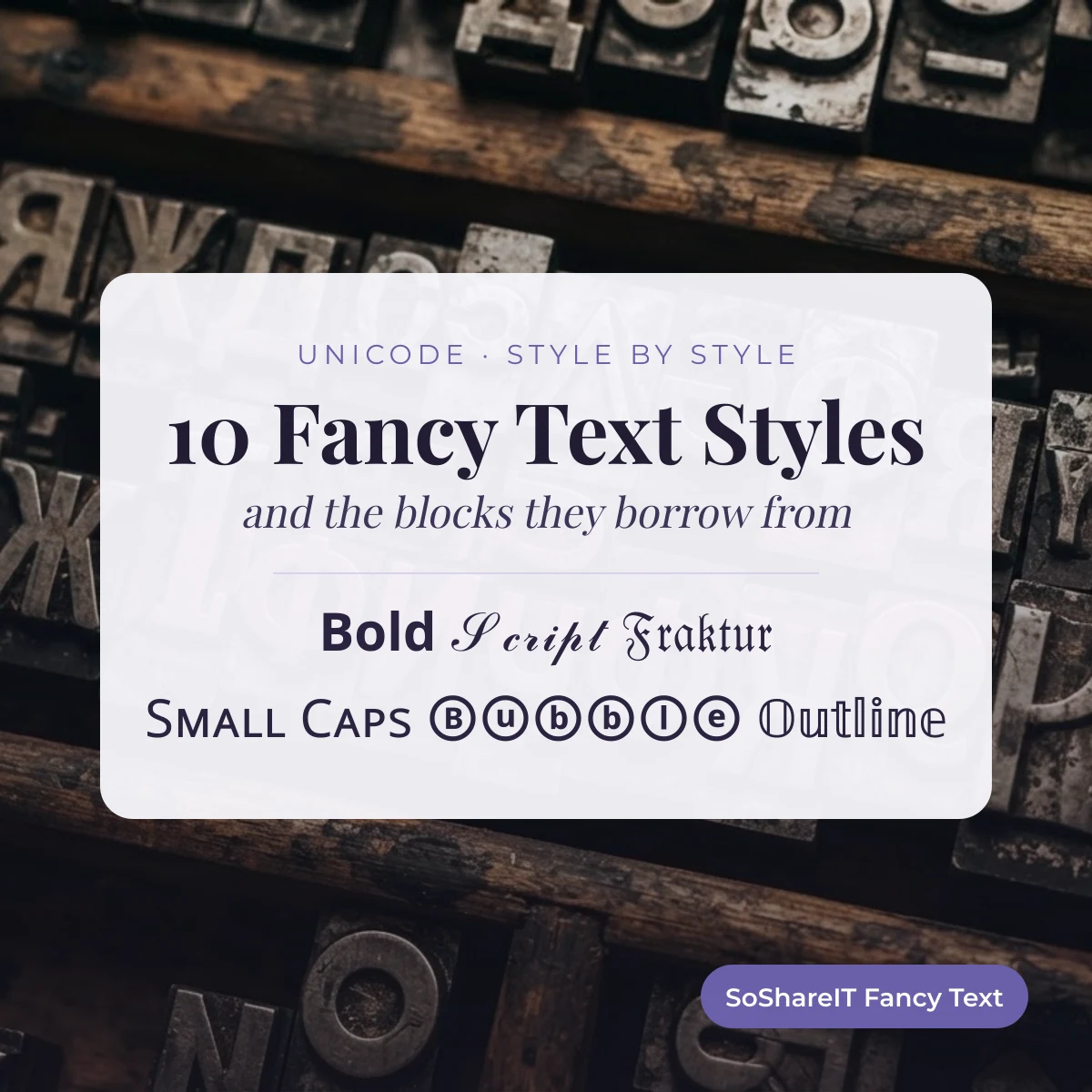 10 fancy text styles and the Unicode blocks behind them